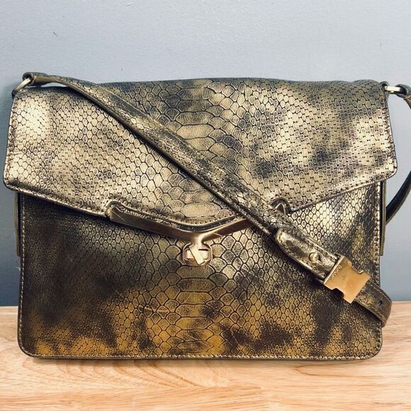 Botiker Valentina Envelope Crossbody Purse Metallic Brushed Python Embossed Bag - Picture 2 of 16